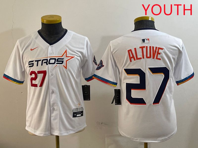 Youth Houston Astros 27 Altuve White Fourth generation Joint Name 2025 Nike MLB Jersey style 6